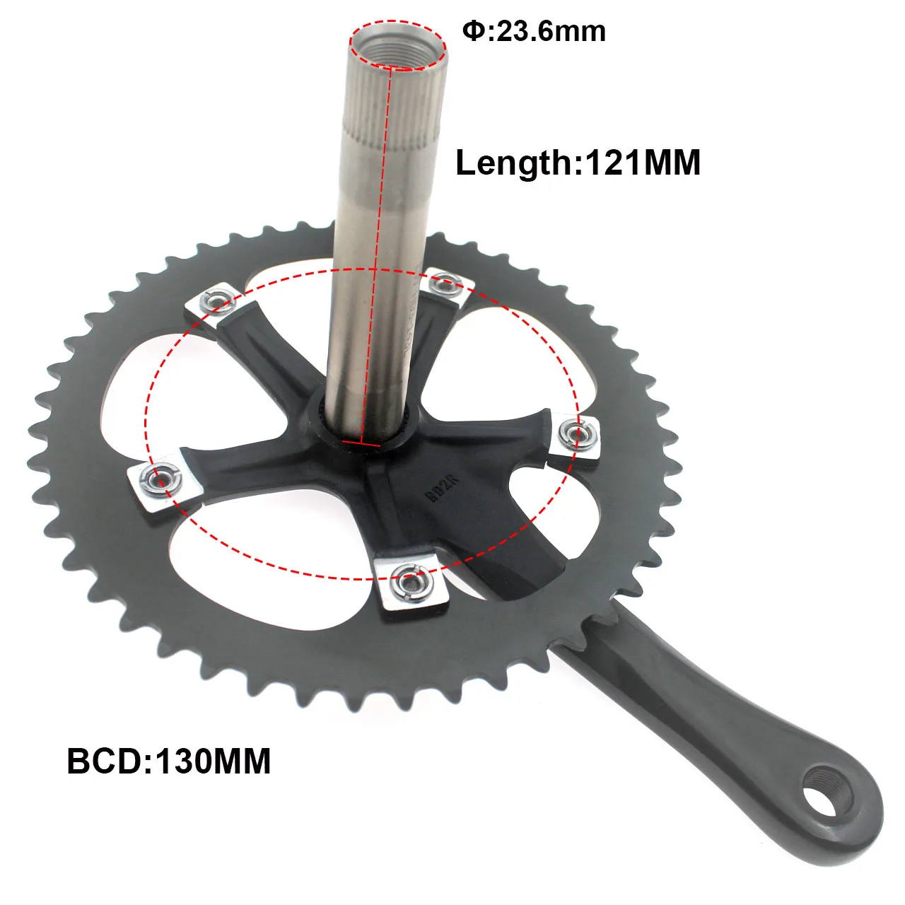 48T 170mm Fixed Gear Crankset Alumniun Alloy Crankset BCD130mm Single Speed BIKE crankset chainwheel including BB