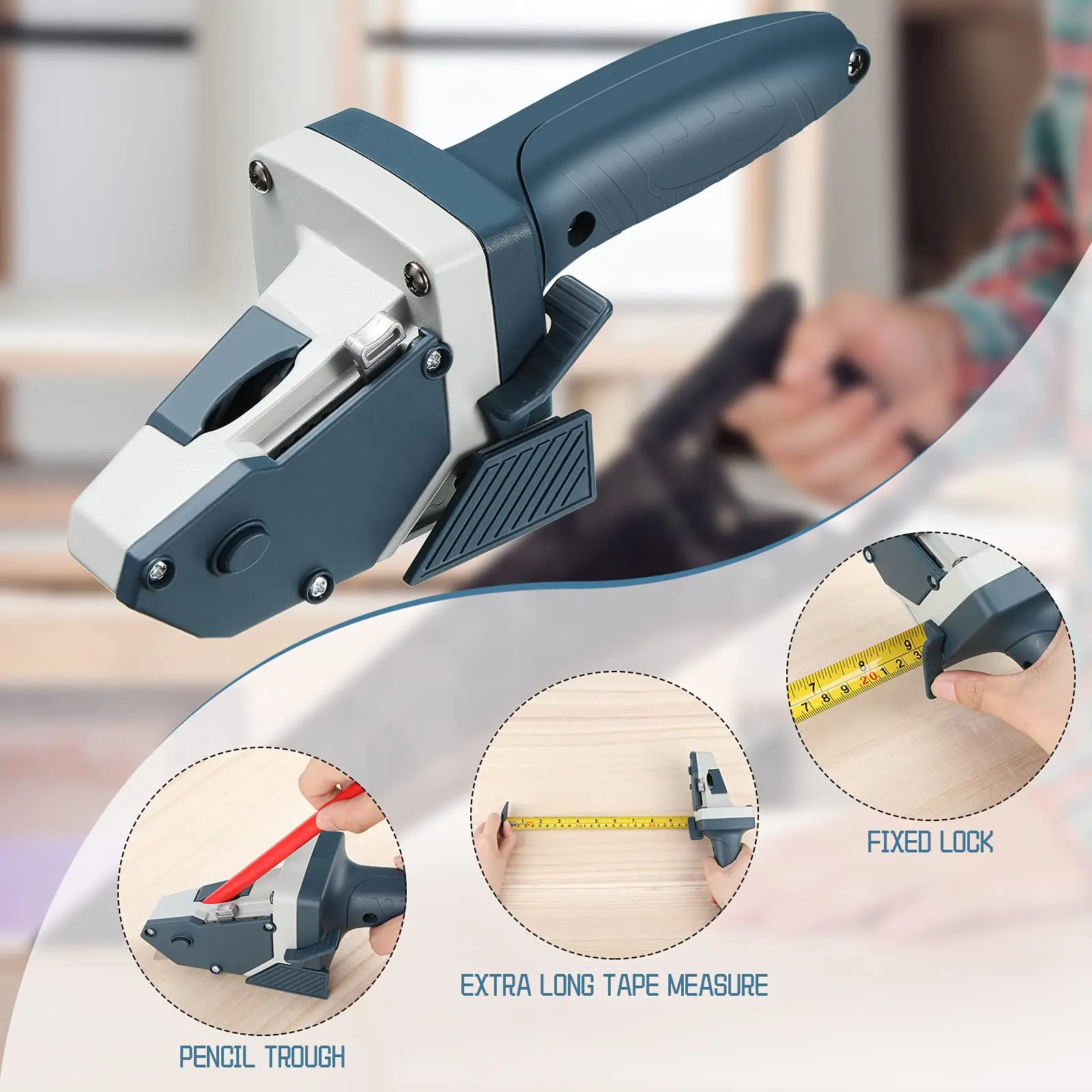 Gypsum Board Cutting Tool Drywall All-in-one Hand Tool with Measuring Tape and Utility Knife Measure and Mark Wood for Rip Cuts
