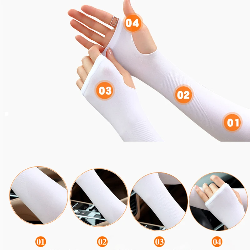 Mangas de brazo de 2 piezas para deporte al aire libre, cubierta de mano con protección UV solar para pulgar expuesto, calentador de refrigeración para verano, correr, pesca y ciclismo