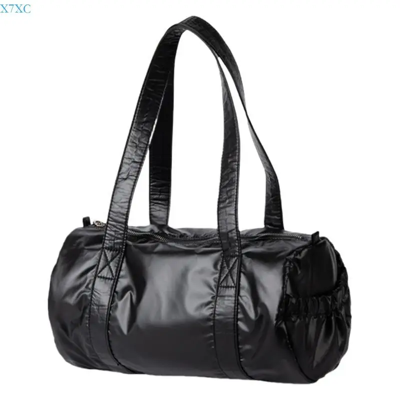 

X7XC Ladies Nylon Shoulder Bag Round Tube Designs Casual Underarm Bag for Everyday Use Minimalists Cylinder Handbag Purse