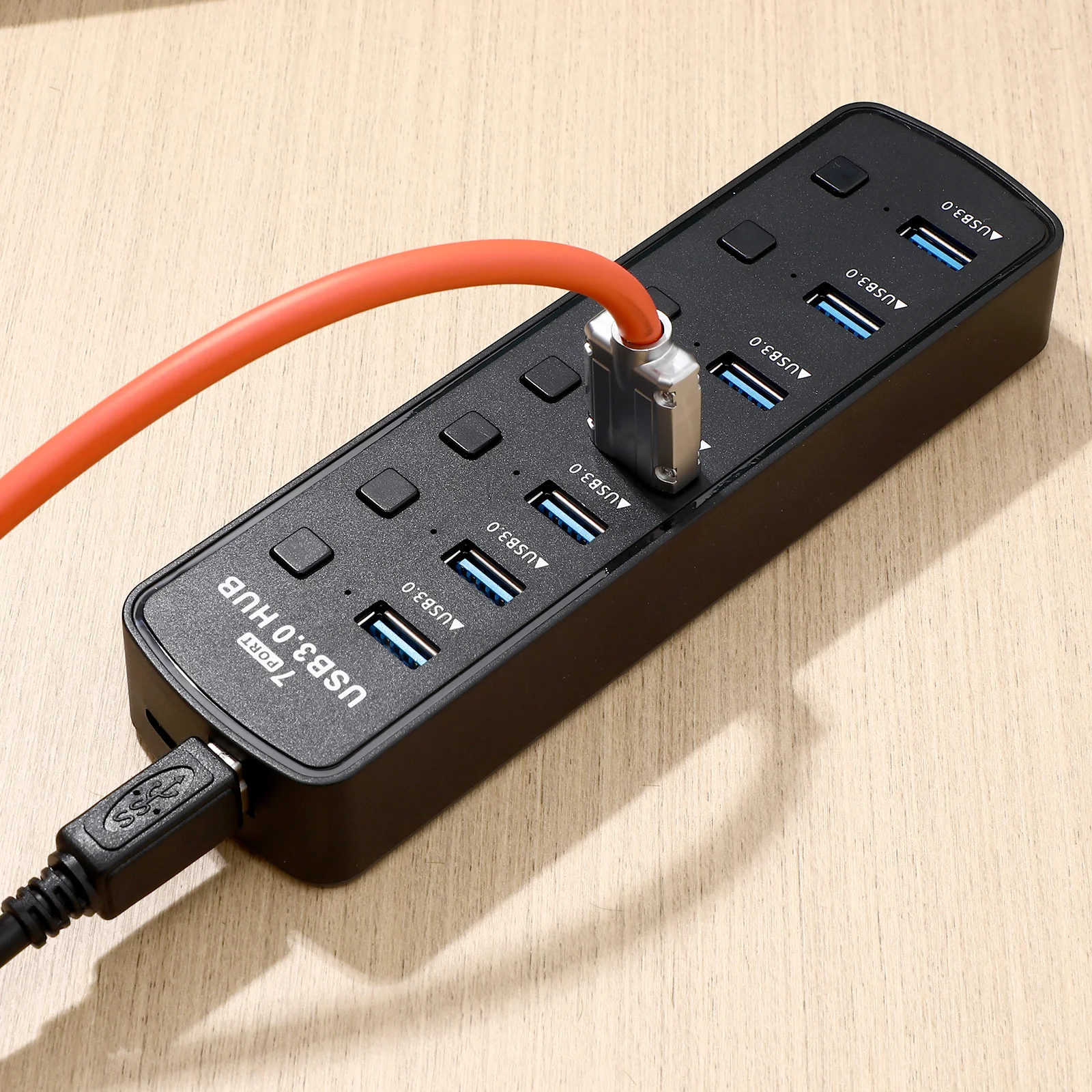 

7-портовый USB-концентратор для ноутбука, несколько разъемов, высокоскоростная передача 30, стабильная работа, источник питания не требуется с драйвером