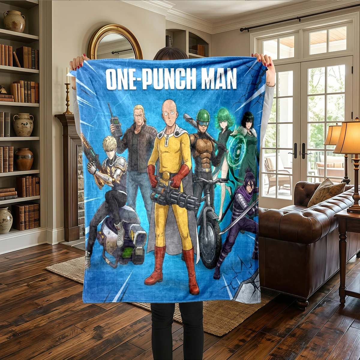 One-Punch Man Flannel Blanket Warm - Printed Comfortable, For Beds, Travel -HE43