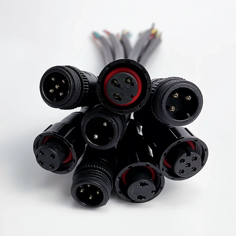 5/20Pcs M16 Rubber Core Head Waterproof 2 3 4 5 Pin IP67 Cable Wire Plug for LED Strips Male and Female Jack nut Connector 20CM