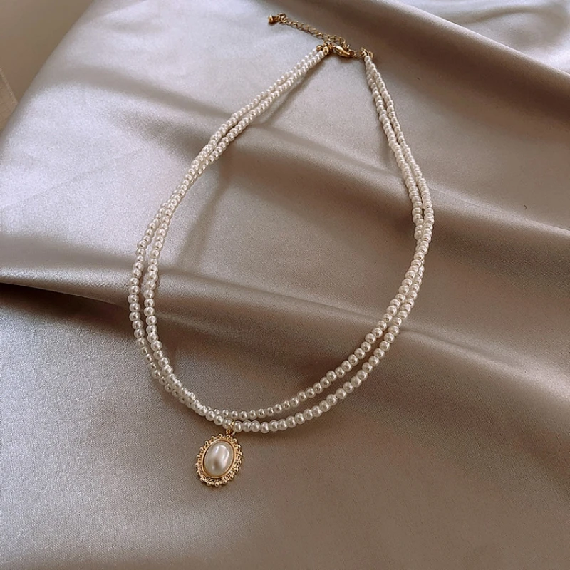 Pearl Necklaces Layers Choker For Women Simple Beads Pendant Bridal Collars Chains Personality Lady Wedding Neck Jewelry Gifts