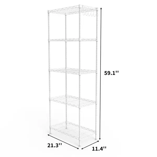 Adjustable 5-Layer Display Rack Iron Made 54*29*150cm P Plug Deformable Structure with Adjustable Feet for Shelving Units