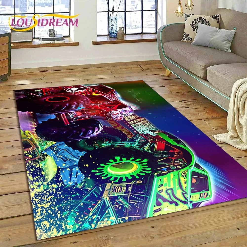 Monster Truck Monster Jam Cartoon Rug Carpet for Living Room Bedroom Home Decor,Floor Mat Non-slip Decoration for Sofa Doormat