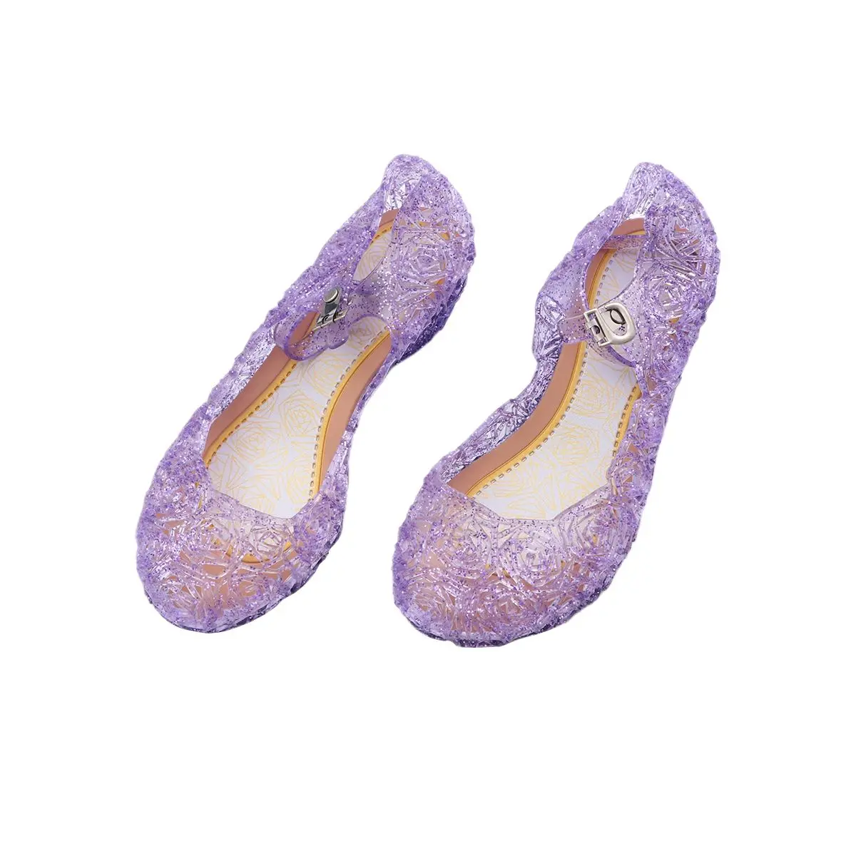 

Children Sandals Girls Jelly Princess Shoes Purple Durable Comfortable PVC Material Tutu Dress Matching Birthday Gifts