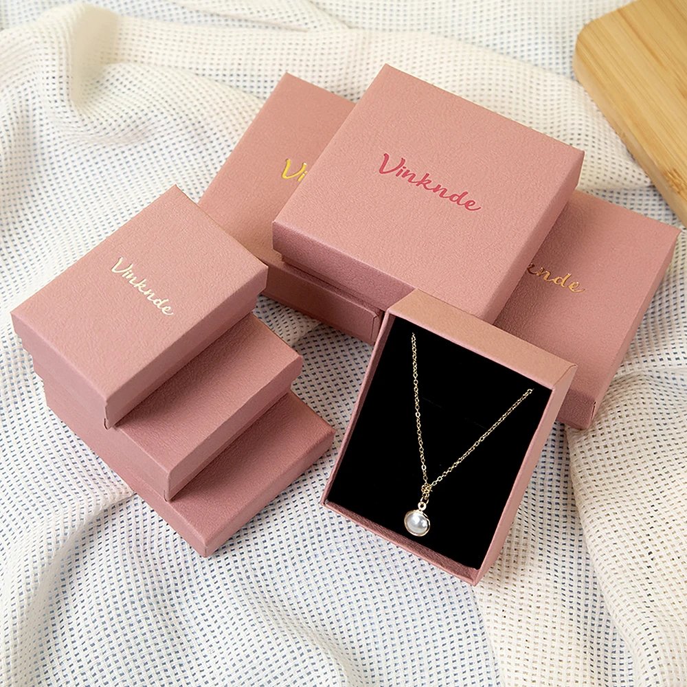 

Personalized Logo Ring Gift Box Jewelry Organizer Paper Boxes Earrings Studs Necklace Packaging Jewellry Storage Case 100Pcs/Lot