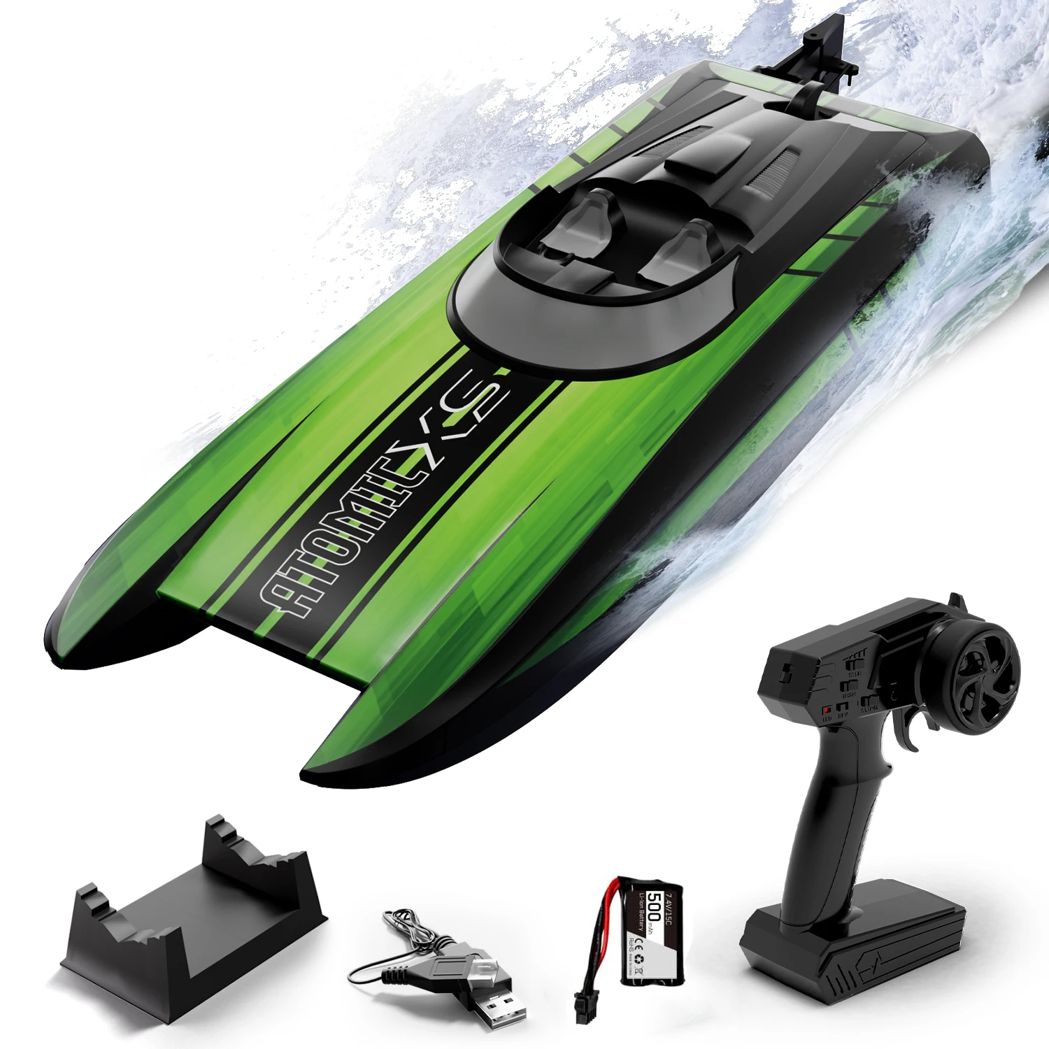 

VOLANTEXRC RC Boat 30+MPH AtomicXS High Speed RC Boat With Reverse Function Low Battery & Over Range Alarm Toys Gifts