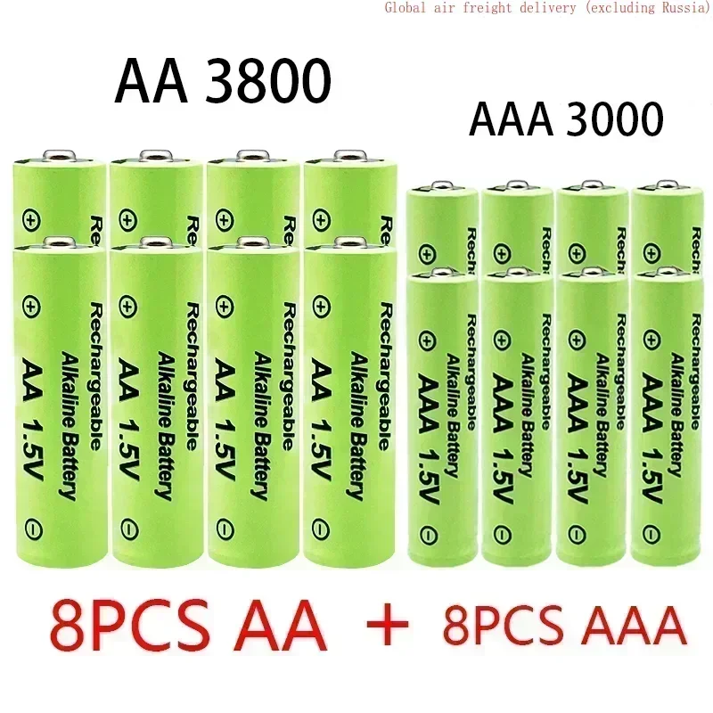 Family Special Offer 1.5V AA-AAA NI MH Rechargeable Alkaline Battery 3800-3000mAh Flashlight, Toy, Clock, Remote Control, etc.