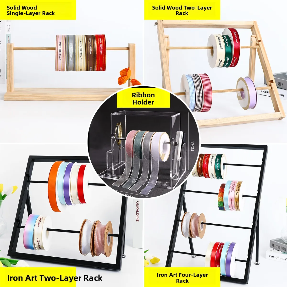 

Acrylic Storage Box Baking Ribbon Satin Ribbon Ribbon Flouquet Silk Ribbon Storage Ra Home Fabric DIY Acc...