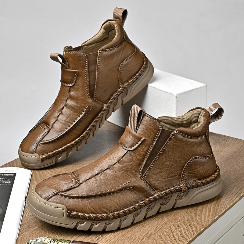 Men Boots Handmade Casual Shoes Ankle Boots Comfortable 2026 Autumn Shoes High Top Sneakers Luxury Footwear Men Shoes