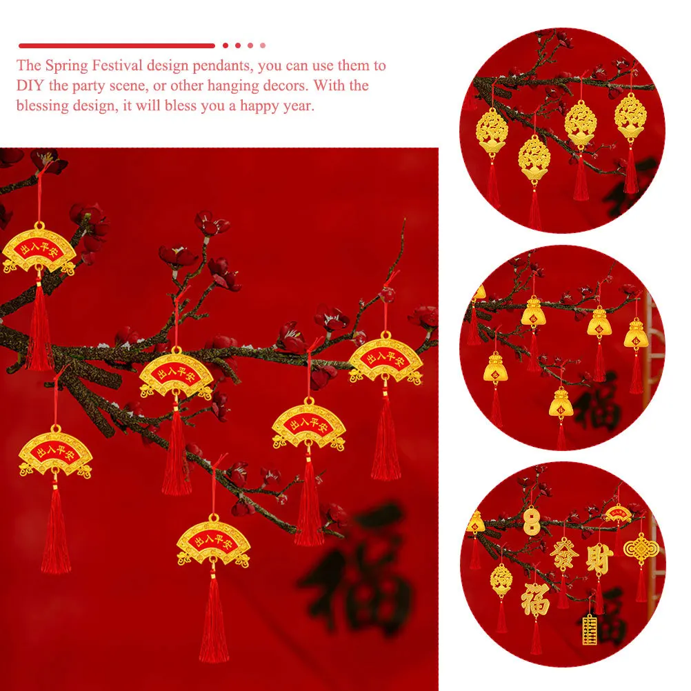 

48Pcs Chinese New Year Bonsai Pendants Spring Festival Hanging Decorations Lucky Potted Plant Decor Home Hanging Pendants
