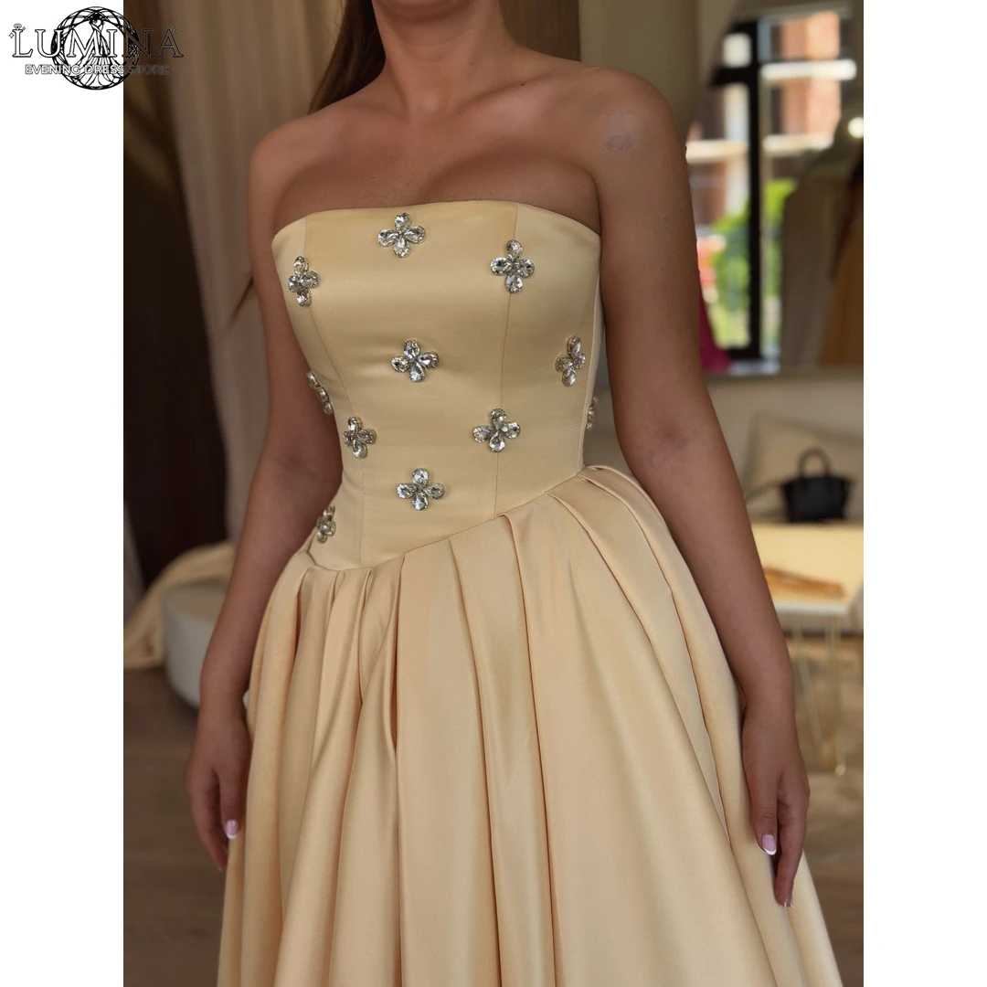 Lumina Couture Luxury Evening Dresses for Special Occasions Line A Women Evening Dress Customized Strapless Beads Shine Prom
