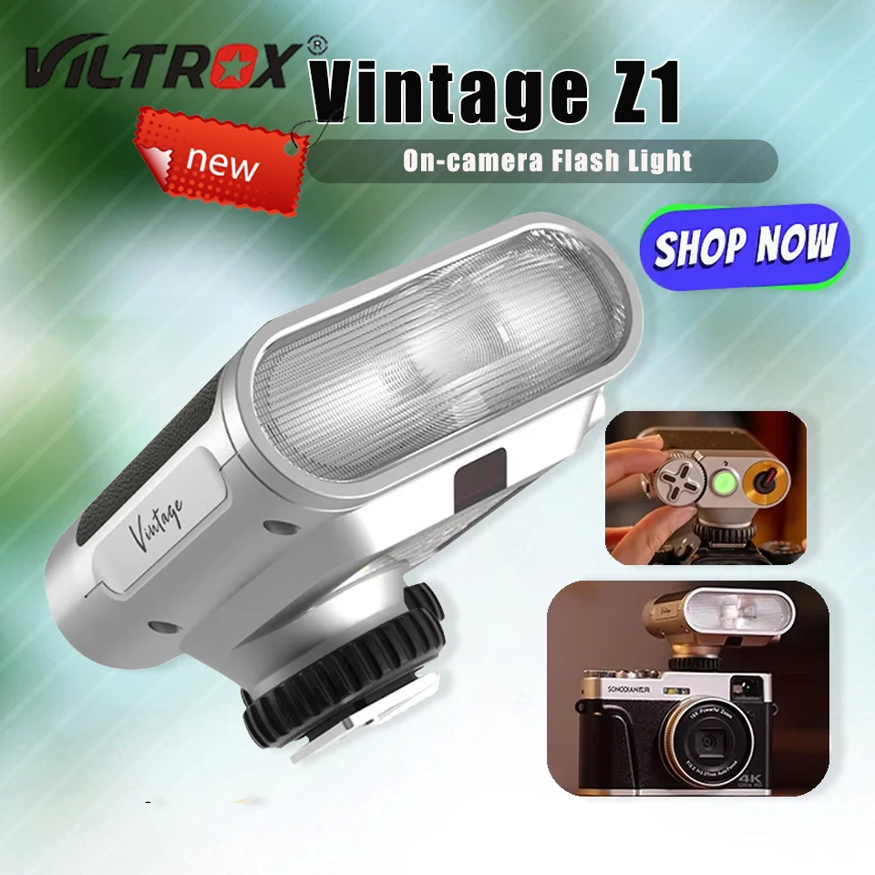 

Viltrox Vintage Z1 Hotshoe On-camera Flash Light 28mm Wide-angle Coverage Mini Flash compatible with CCD Sigle-contact Camera