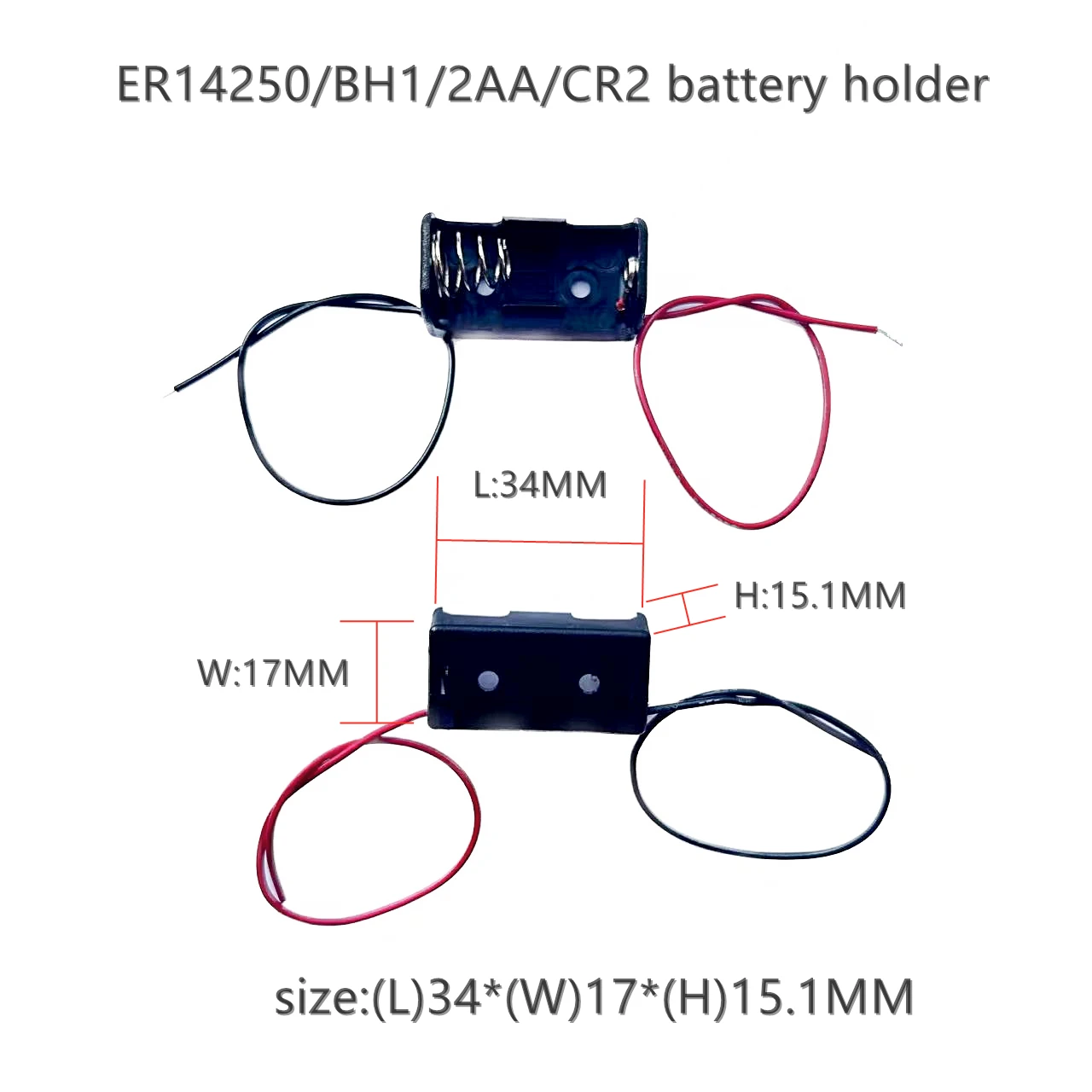 3V plastic ER14250 battery holder BH1/2AA battery box CR2 external battery box with wires and pins and smt