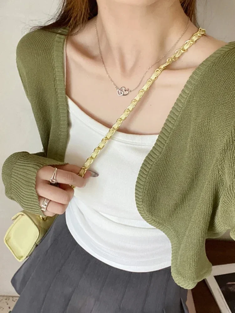 Cardigan branco fino feminino verão protetor solar rendas malhas topos senhora estilo coreano casual manga longa curto sol protegido topo