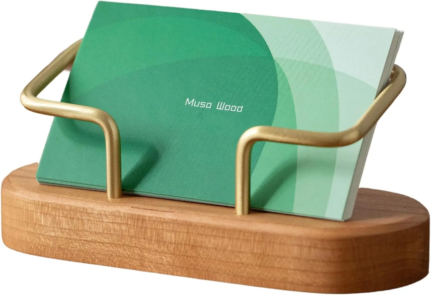 

Wooden Business Card Holder for Desk, Cherry, Holds 75 Cards, Elegant Office Accessory