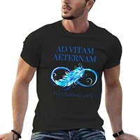 Ad Vitam Aeternam - To Eternal Life - Old Latin Phrase With Beautiful Blue Eternity Design T-shirt oversizeds men clothings