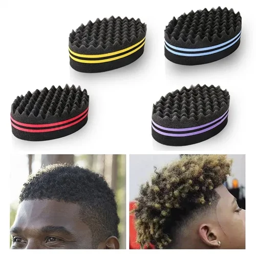 Imagen 2 del producto Cepillo de pelo ovalado de doble cara, cepillo de esponja mágico para bobina Afro Natural, cepillos de esponja para rastas, trenzas de cabello trenzado
