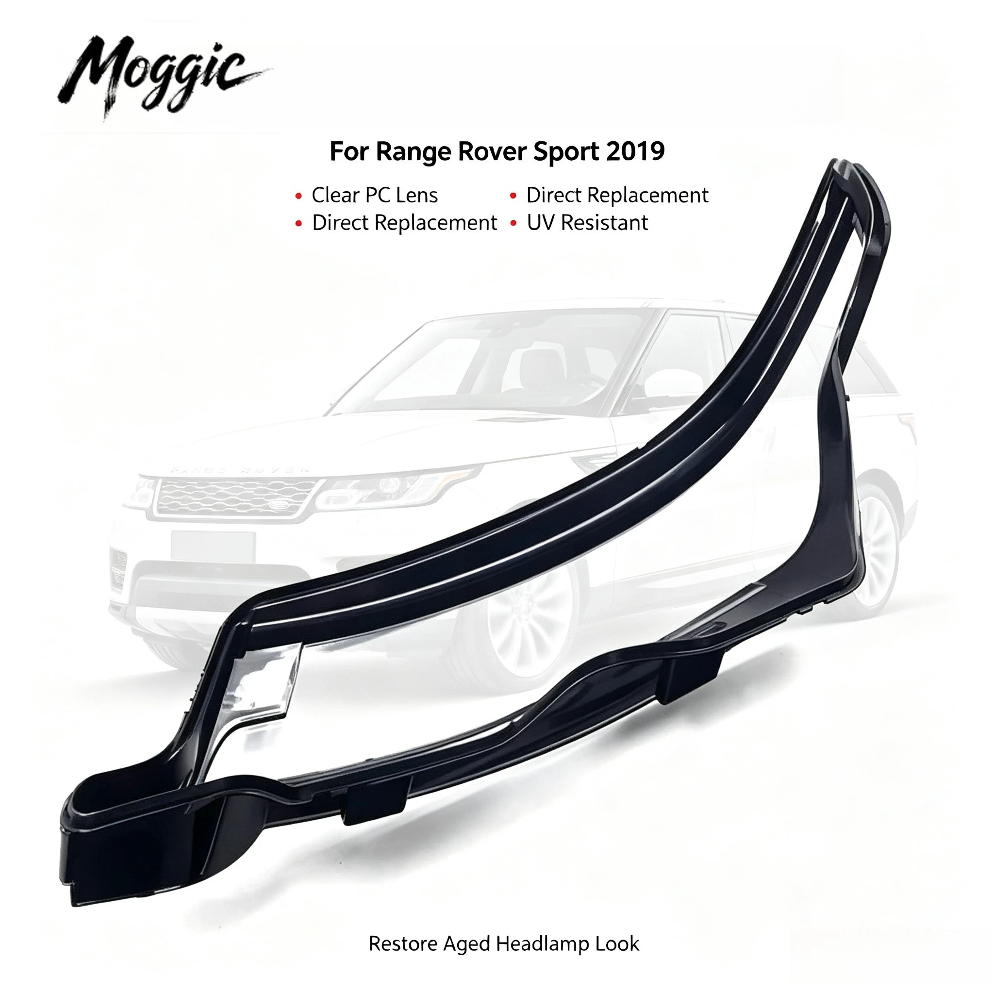 Couvre-phare Moggic compatible avec Range Rover Sport HSE Dynamic Autobiography 2019, côté gauche et droit, remplacement de phare