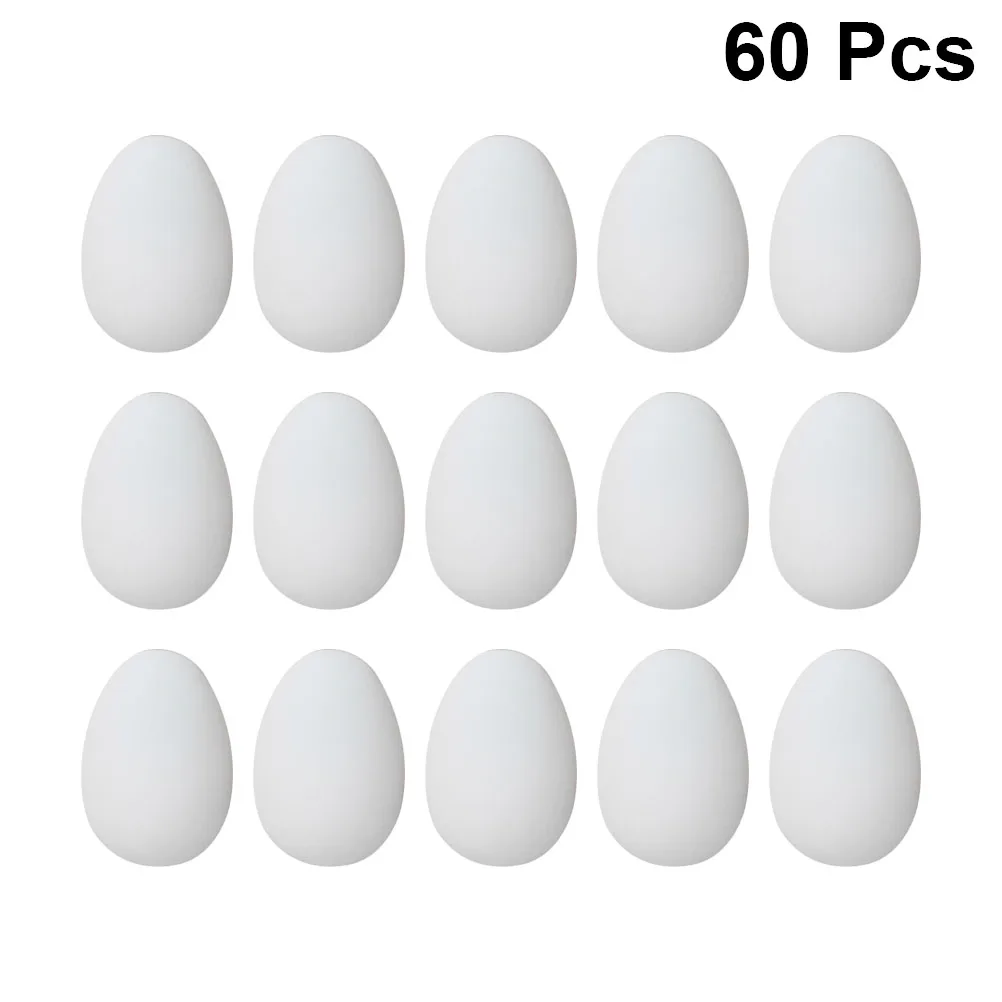 

60PCS Imitation Plastic Eggs Models DIY Colored Drawing Eggs Funny Lifelike Eggs for Painting Graffiti Easter holiday decoration