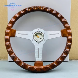 Wooden Sports steering wheel for JDM, classic car accessories, vintage, new, 14in 8 Main Sales Madeira Steering Wheel - №6