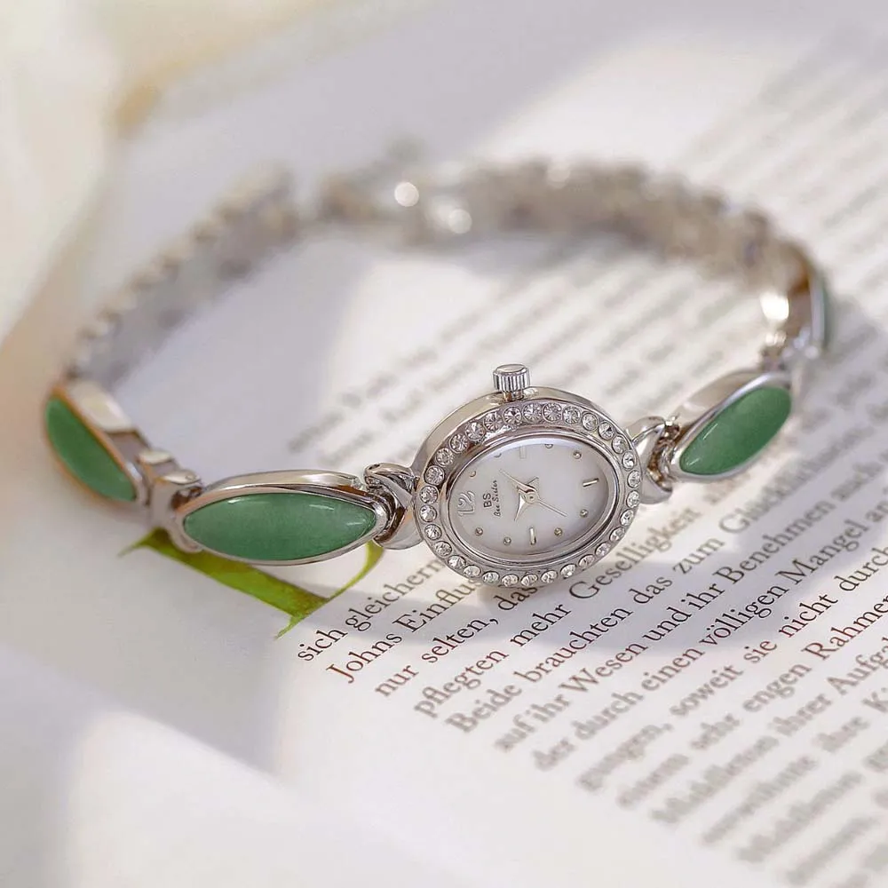 Natural Jade Women Bracelet Watch Ladies Watches Luxury High Quality Gold Silver Quartz Watches Elegant Wristwatches Dress Gift