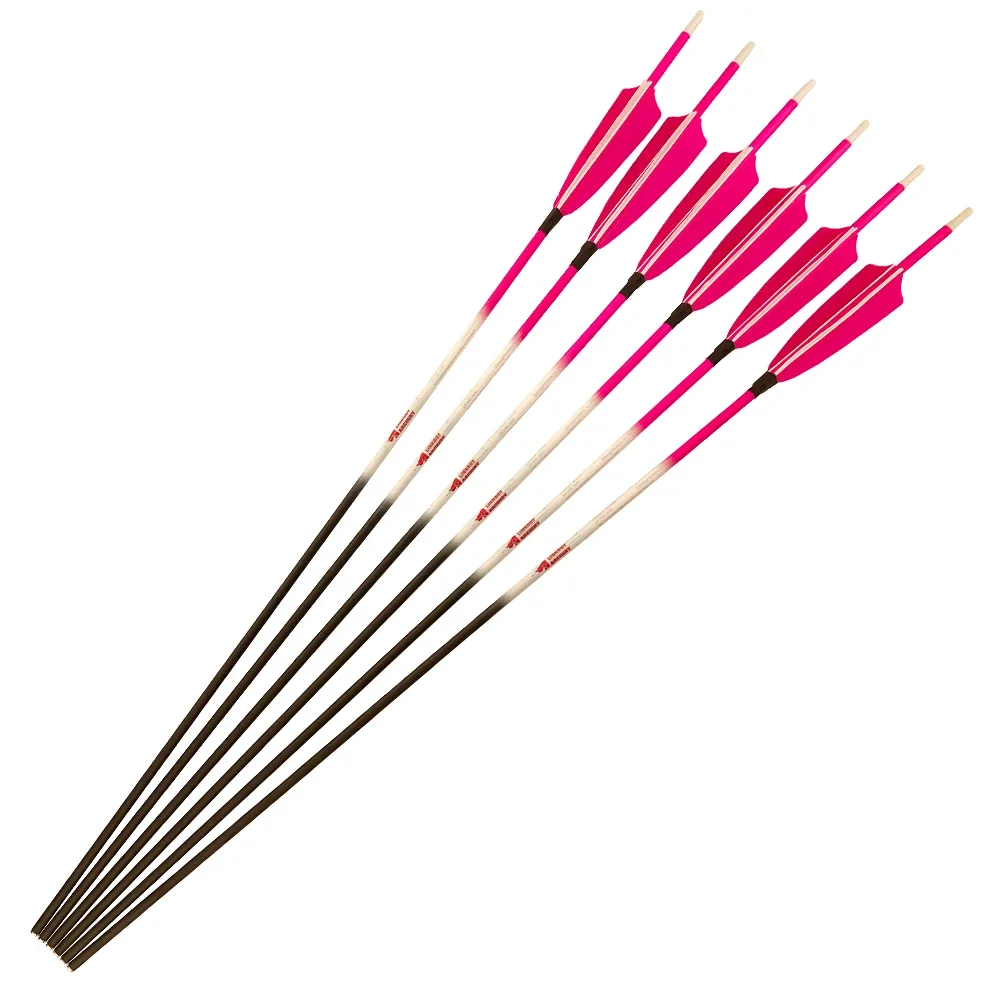 Horseback Shooting Carbon Arrow ID6.2MM Spine400 Y Nock 4inch Turkey Feather Longbow Recurve Bow Hunting Shooting 6pcs