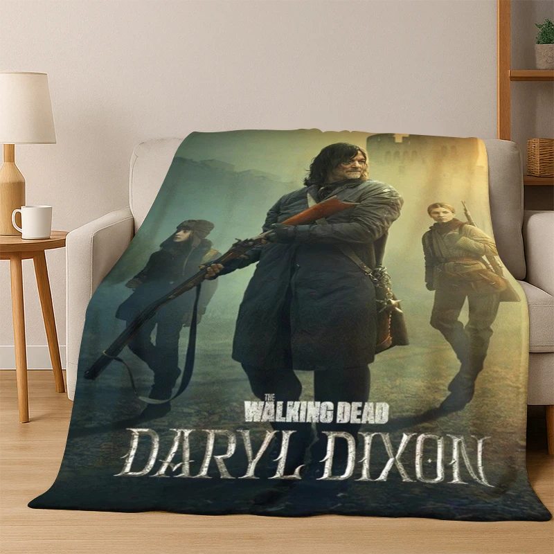 TWD The Walking Dead Rick Daryl Horror TV Flannel Blanket Soft Warm Blanket Throw Blanket for Bedroom Living Room Bed Travel