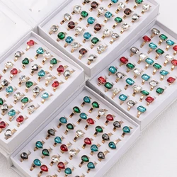 24Pcs/lot Popular Big Heart and Square Style Stainless Steel Ring for Women's Fashion Wedding Jewelry Anniversary Gift Wholesale