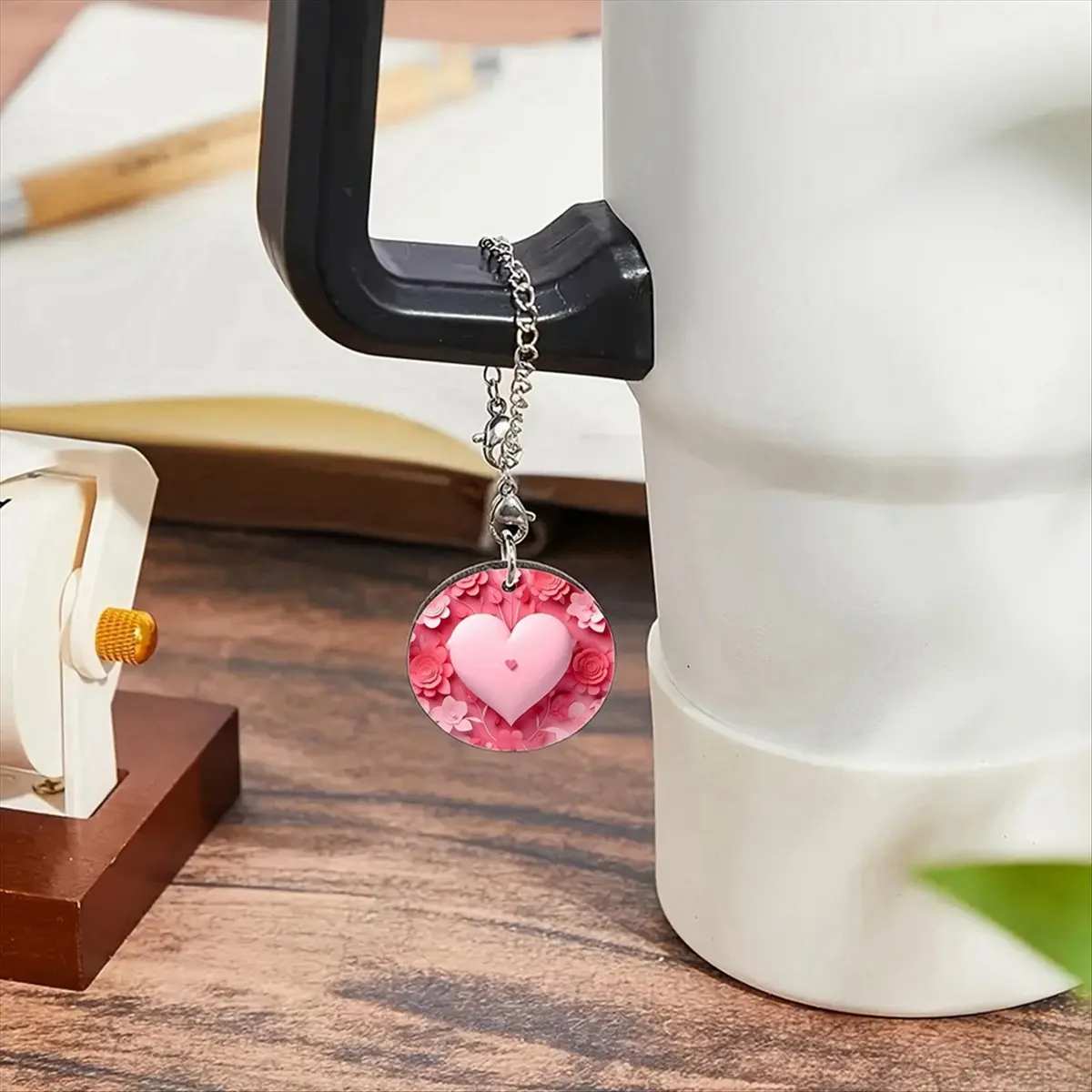 Super Sale Sublimation Keychain Blanks with Chains Board Double Side Printed Tumbler Charms Ornament for Cup DIY Crafts