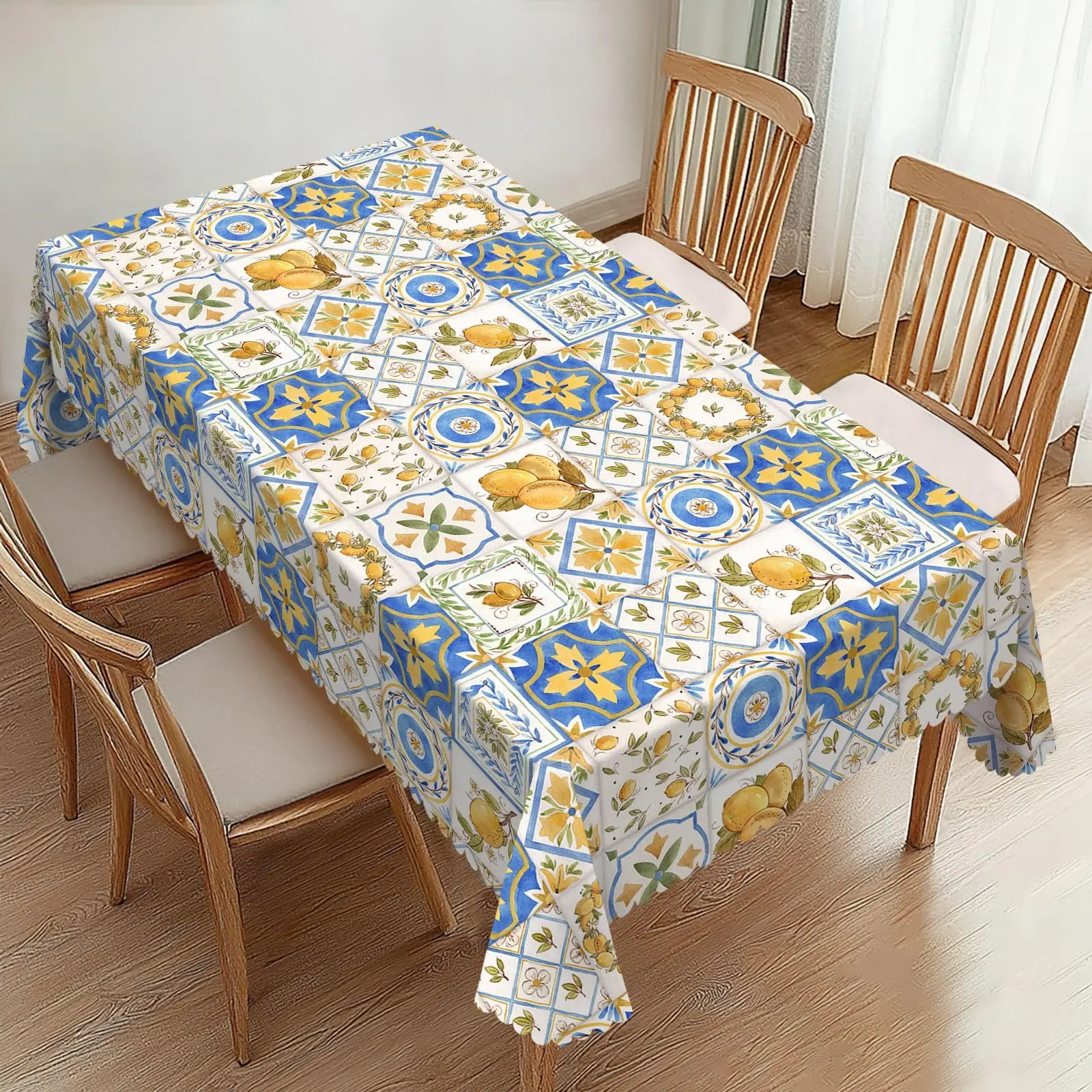 Lemon Sicily Rectangle Tablecloths Vintage Lemon Table Cloths Dacorative Kitchen Dining Tablecloth for Rectangular Tables