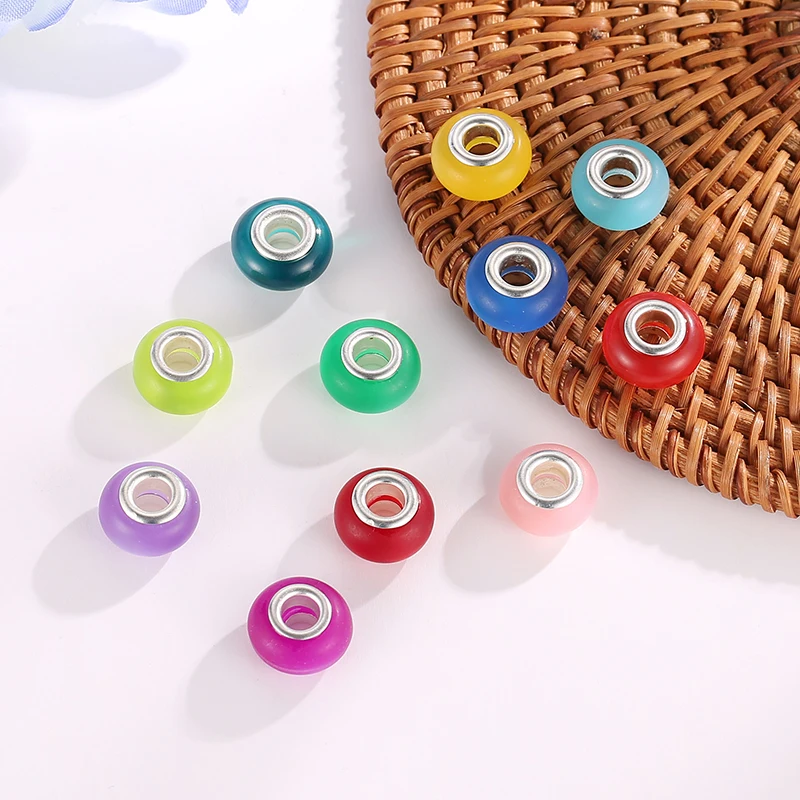 New Original European Plastic Murano Glass Bead Aolly Multi Color Rainbow Charm Fit Bracelets Bangle DIY Women Jewelry