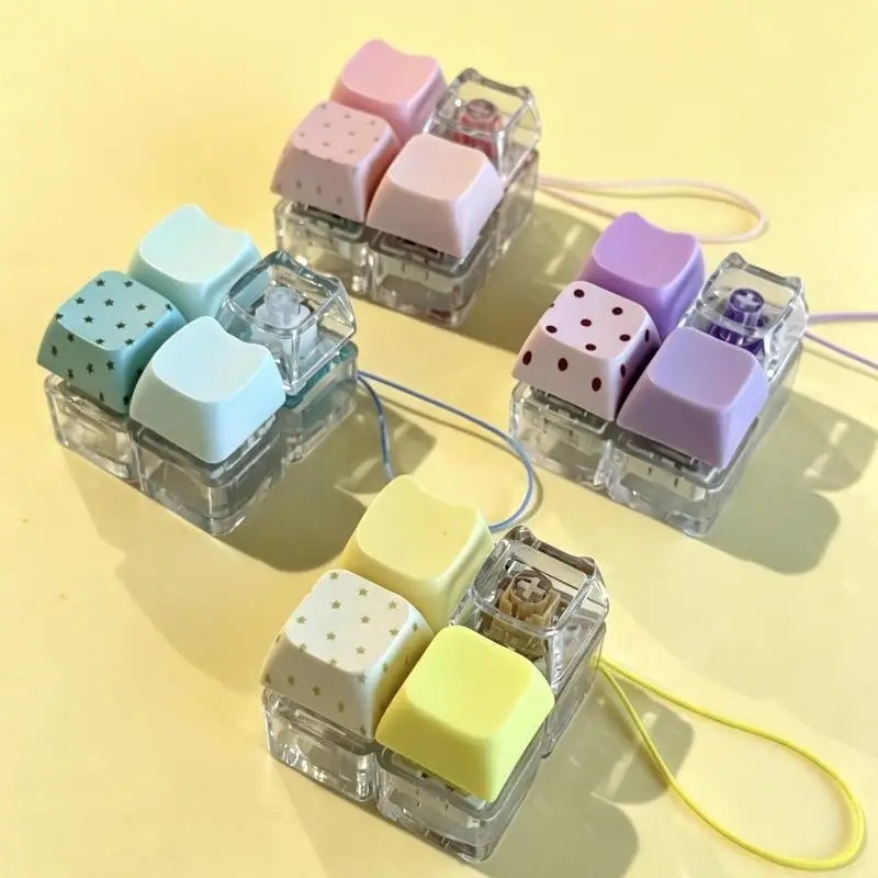 /Vly/Color 4 Key Stress Relief Keycap Quiet Rebound Mechanical Switch Keychain Portable Fidget Toy Dopamine