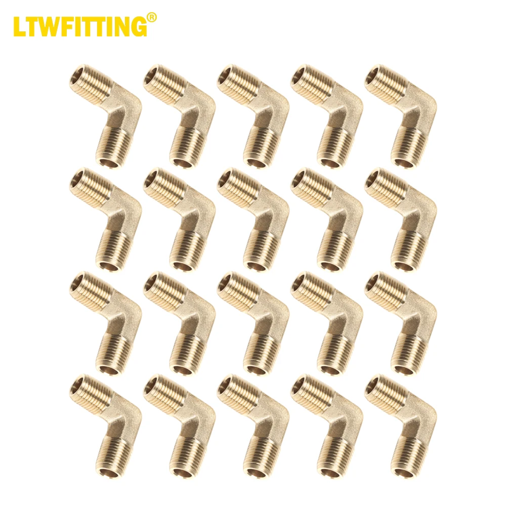 LTWFITTING Brass Pipe Male 90 Deg Elbow Fitting 1/8-Inch NPT Water Fuel(Pack of 25)