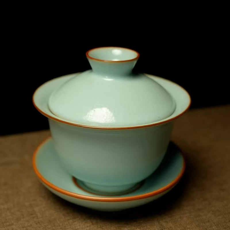 

Чайный сервиз Ru Kiln Yuan Bao, крытая чаша, три таланта, чайная чаша ручной работы, фарфоровая небесно-голубая ледяная трещина, узор