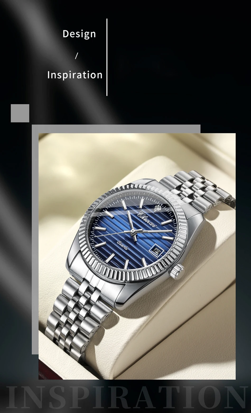 CHENXI 004D Männer Quarz Uhren Luxus Edelstahl Wasserdicht Leucht Datum Casual Armbanduhr für Männer – Detail 2