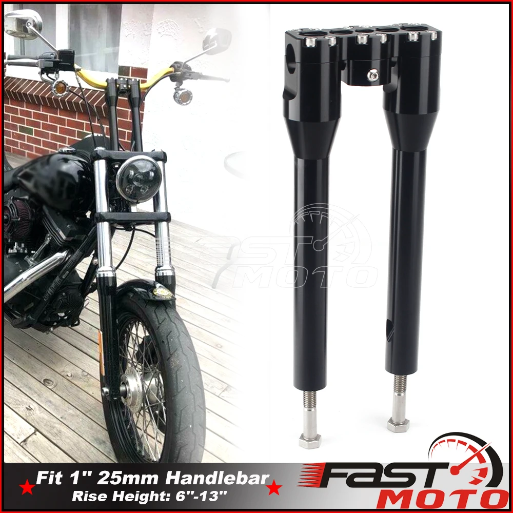 

25MM 1" Motorcycle Straight Rise Style Modular Handlebar Risers Mount Riser Clamps for Harley Sportster Bobber Chopper 12'' + 1"