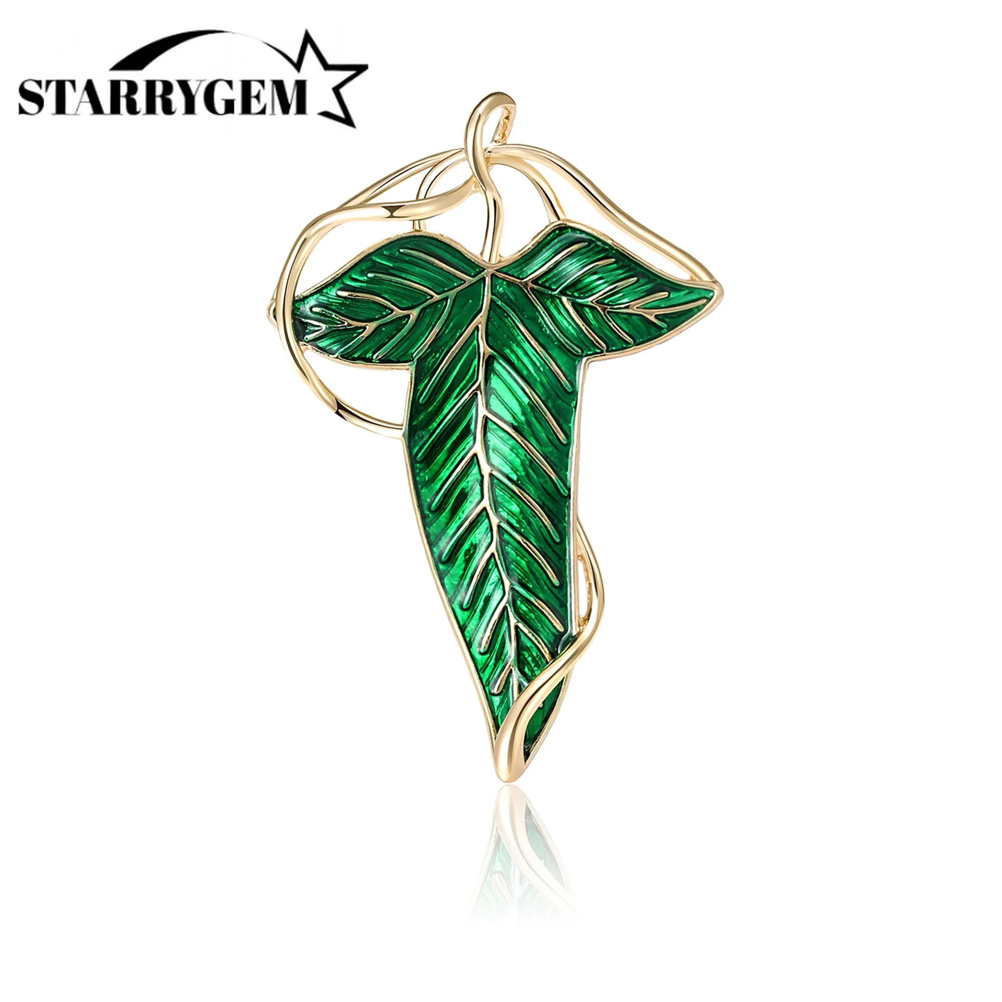 Enamel Leaf Brooches for Women Unisex Classic Elf Queen Green Leaves Pins Office Party Friend Gifts Accessories