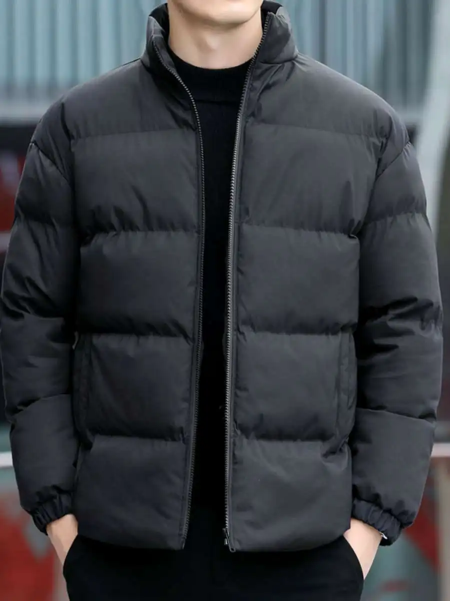 

Winter Cotton Jaet Couple Casual Slim Fit Stand Collar Men's Women's Korean Version Thiened Cotton Clothes Long Zipper