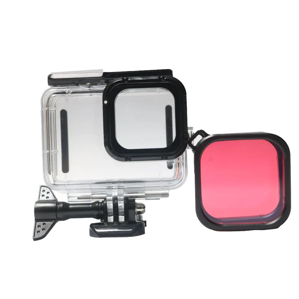 Caixa impermeável para GoPro, caixa protetora de mergulho, vermelho, rosa, filtro original, apto para Hero 9, 10, 11, 12, 45m