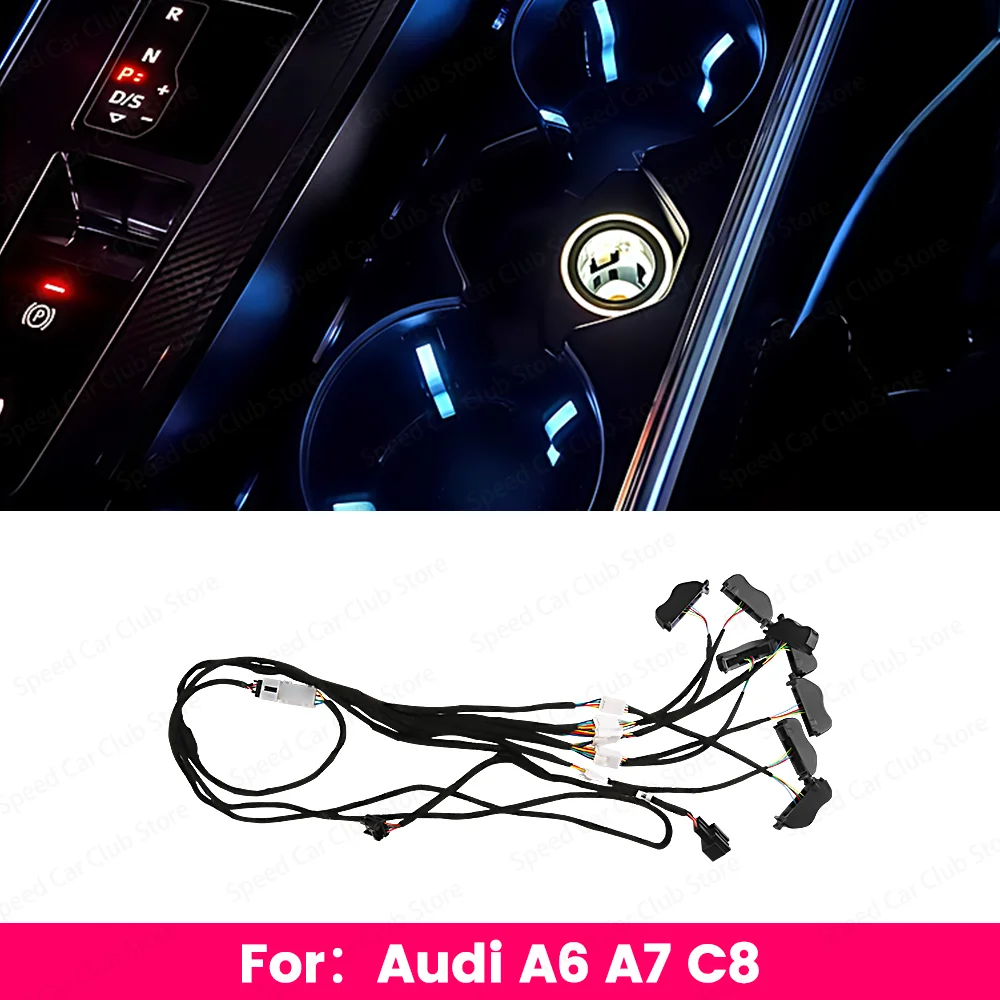 

Светодиодный подстаканник для Audi A6 C8 A7 A8 Q7 Q8 2019-2023, внутренний автомобильный аксессуар, внутренняя декоративная полоса