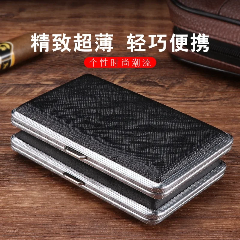 Unique Retro PU Leather Cigarette Case Portable Pocket Cigaret Pack 20 Thin Cigarette Boxes Women Smoker Gift