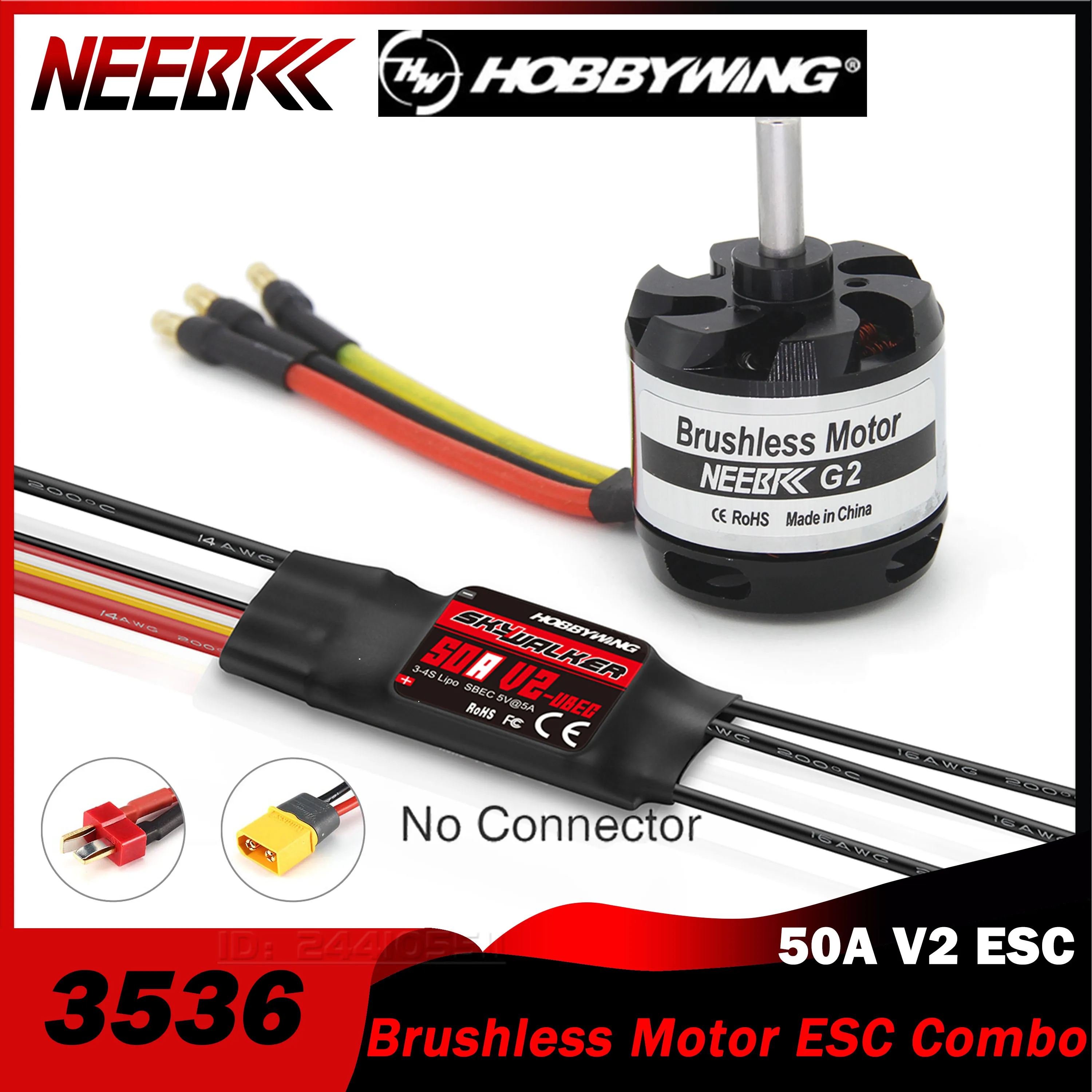 

NEEBRC 3536 Brushless Motor 910KV 1250KV 1450KV Outrunner 50A V2 ESC Combo for RC Multicopter Drone Airplane Fixed-wing Toy Part