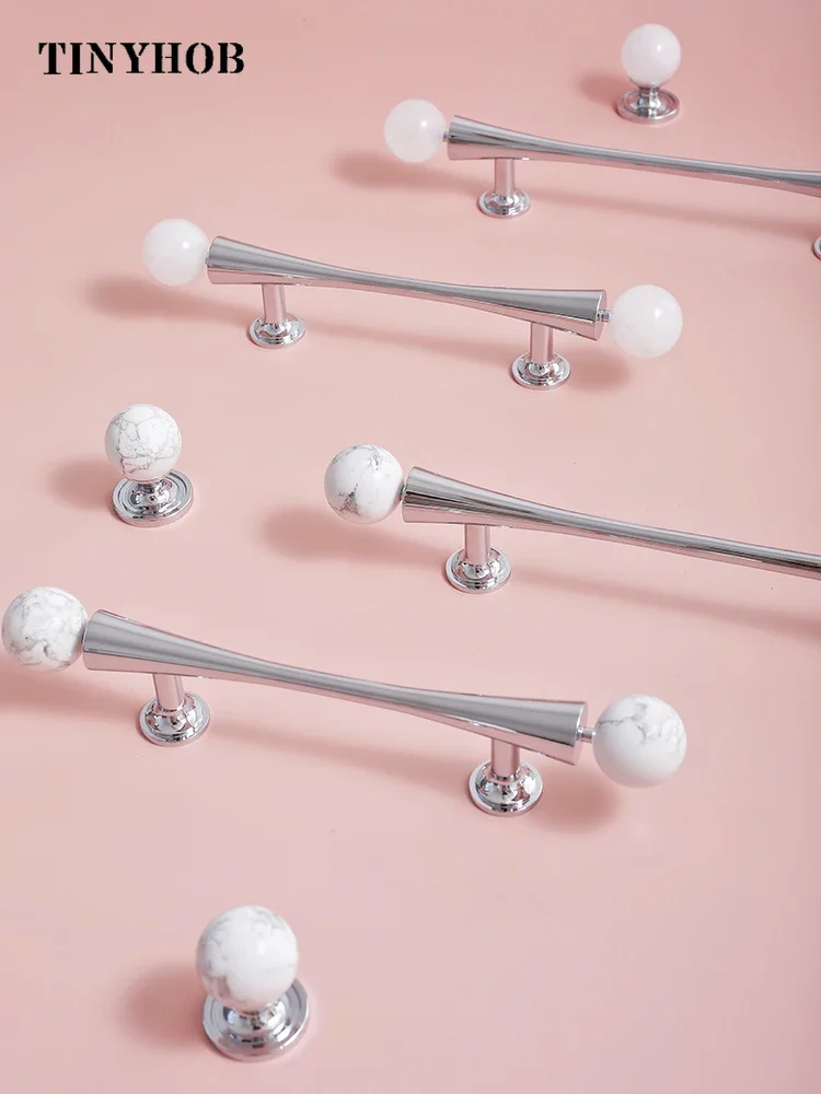 Light Luxury /Brass+Ball White Crystal Cabinet Knobs Cupboard Long Handles Furniture Hardware Drawer Pull Kitchen Accessories
