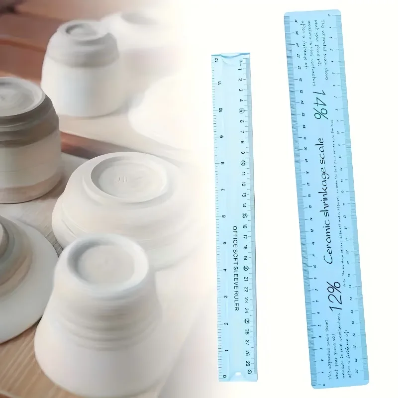 

2pcs Ceramic Shrinkage Scale Ruler Pottery Tool Plastic Flexible Measuring Ruler for Clay Carving Shaping Sculpture Modeling