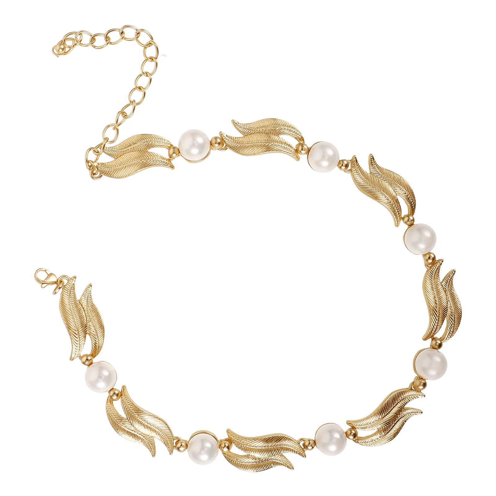 

Pearl Necklace For Women Leaf Design Clavicle Chain Artificial Pearl Neck Jewelry Gift Elegant Necklace Decor Fashion Women