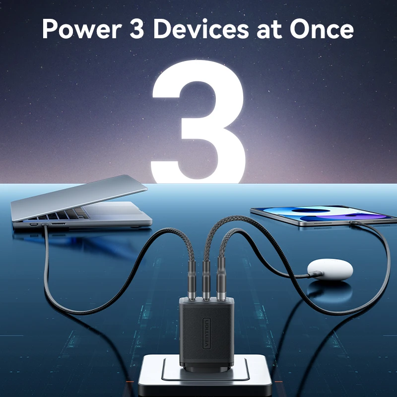 Vention 65W GaN Charger Quick Charge 4.0 3.0 Type C PD USB Charger for iPhone 14 13 12 Pro Max Fast Charger For Laptop PD Charge