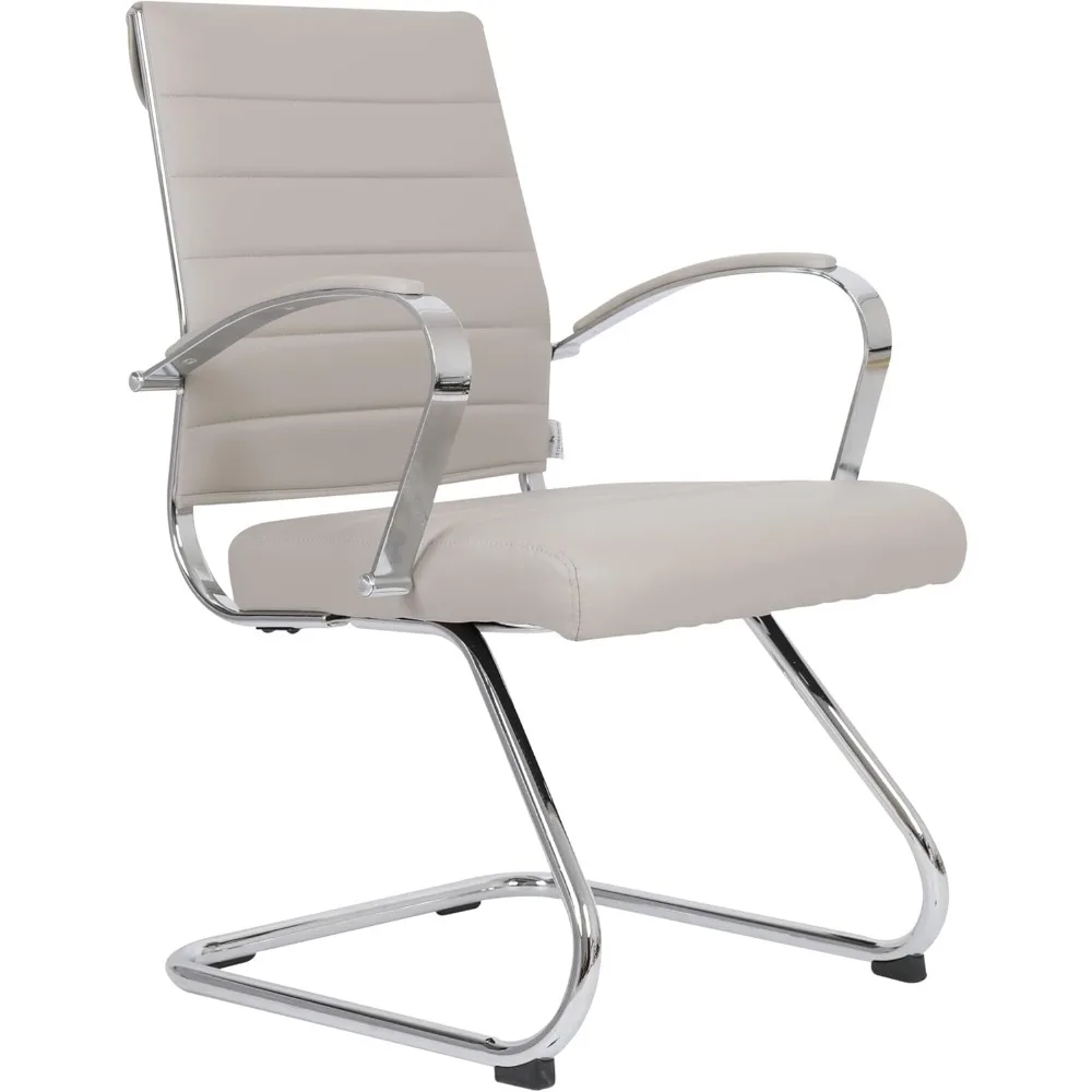 

Офисное кресло для комнаты ожидания, мягкое кожаное компьютерное эргономичное кресло для саней, современное кресло для гостей с каркасом из нержавеющей стали Benma